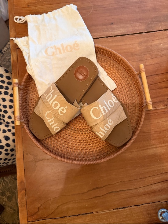 Chloe Shoes - Authentic Chloé Woody Logo Sandals Size EU36 in Soft Tan Colorway